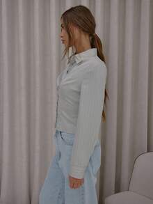 MUSERA Chemise boutonnée à manches longues et rayures ajustée, élégante, mignonne, sexy, streetwear, pour l'automne, la soirée et l'hiver