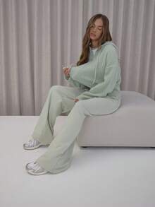MUSERA Zip Up Drawstring Fluffy Knit Hooded Cardigan Classy Cute Sexy Streetwear Night Out Winter Evening Party Elegant Spring Sweater - Green - View 3