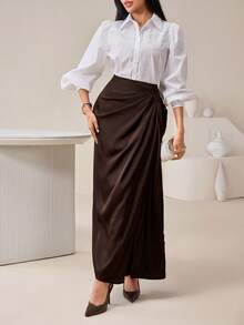 Veilorie Solid Color Casual Versatile Women Skirt