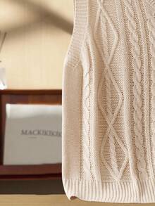 HIMLAND Gilet casual da uomo in maglia a motivo a rombi, scollo a V, autunno inverno