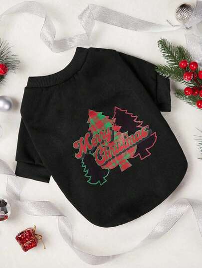 PETSIN 1pc Pet Christmas Tree Pattern Fleece Sweatshirt