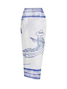 Swim Oasis 女士细肩带连体泳衣和热带印花罩裙、沙滩装 - 寶藍色 - 查看 3