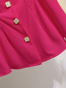 Franclia Áo sơ mi nữ tay lửng, cổ chữ V, thắt eo, buộc dây thường ngày - Màu Hồng Tươi - Xem 6