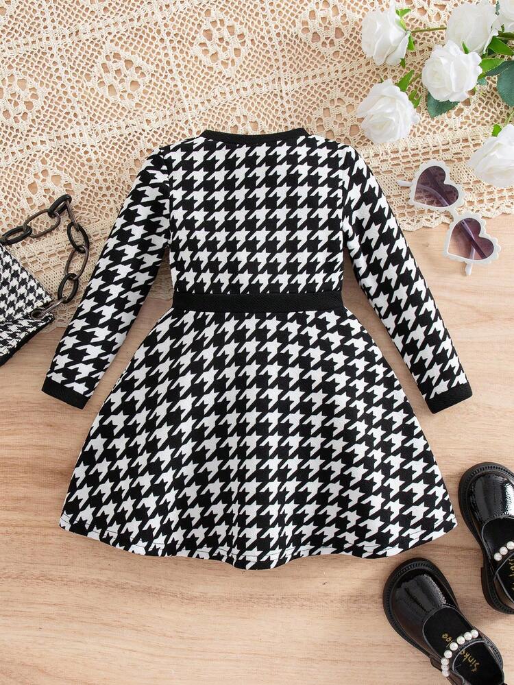 houndstooth skater dress Houndstooth Skater Dress: Black & White Party Day Dress