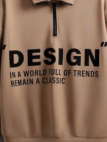 SHEIN Teen Boys Casual Street Solid Color Letter Slogan Print Comfortable High Neck Long Sleeve Sweatshirt, Suitable For Commuting, School, Daily Casual, Travel, Sports, Party, Boys Sweatshirts Teen Boy Sweatshirts Pull Fall Autumn And Winter