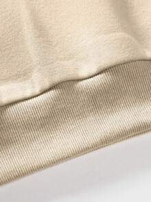 EURMUSE Cotton Men Letter Graphic Drop Shoulder Sweatshirt Without Tee - Beige - View 3