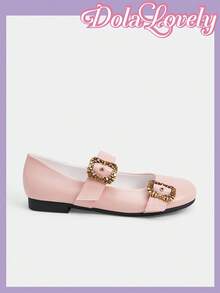 Dola Lovely Women's Black Cute Round Toe Flat Shoes With Retro Buckle, Shallow Lolita Romantic Gift, Suitable For Parties, Gatherings, Christmas, Halloween And Other Occasions - Beige - View 7
