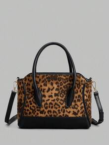 Ontre Women's Leopard Print Retro Fashion Handbag, Suitable For Daily Commute And Travel - Brown - View 3