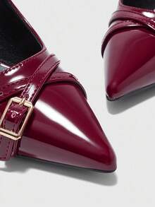 CUCCOO BIZCHIC Giày cao gót mũi nhọn nữ, Giày cao gót nhọn gợi cảm, Giày ngoài trời/đi làm/tiệc tùng/đám cưới/công sở, màu đỏ rượu vang - Màu Đỏ Sâu - Xem 7