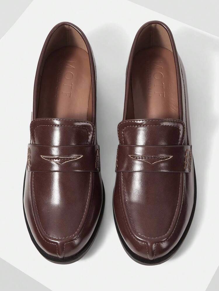 MOCASINES CLÁSICOS Y SENCILLOS DE PIEL DE MUJER, ZAPATOS PLANOS DE ESTILO BRITÁNICO RETRO CÓMODOS PARA OTOÑO/INVIERNO