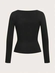 SHEIN EZwear 两件套加大码女式圆领豹纹长袖套装，秋冬季百搭基础款T恤，休闲外套，Y2K风格紧身豹纹上衣猎豹纹上衣 - 彩色 - 查看 6