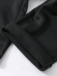 SHEIN 青少年男孩休闲街头口号印花纯色圆领短袖 T 恤和运动裤套装，适合通勤、上学、日常休闲、度假、运动、派对、春夏季 - 黑色 - 查看 9