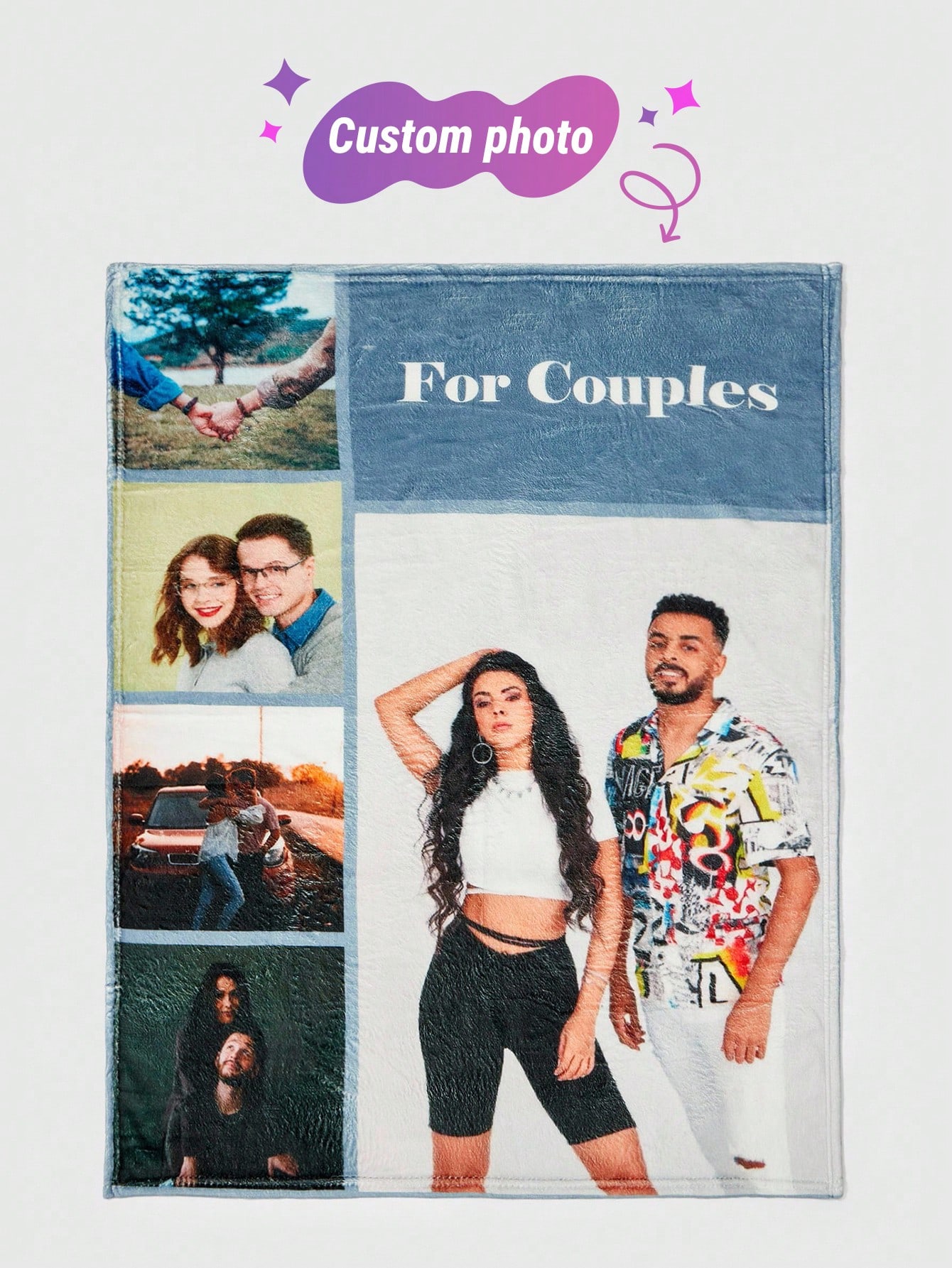 1pc Personalized Photo Blanket, Custom Blanket For Bedding/Sofa/Indoor/Outdoor, Unique Memory Blanket, Cozy Warm Washable Blanket, Gift For Him/Her/Boyfriend/Girlfriend/Dad/Mom/Friends, Ideal For Anniversaries, Valentine's Day, Mother's Day, Children's Day, Father's Day, Graduation, Christmas, Weddings, Housewarming, Sofa, Bed, Car, Living Room