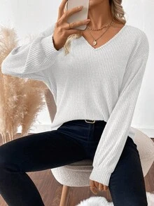 Elyressa 女士休闲宽松长袖T恤，后背饰有蝴蝶结，适合秋季穿着，图案T恤，春季女式上衣 - 白色 - 查看 4