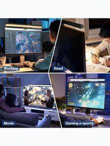 1 黑色 19.68 英寸/12.99 英寸电脑显示器灯带，屏幕夹灯，适用于工作区域的 LED 屏幕灯带，调光定时显示灯，适用于办公桌/办公室/家庭/游戏触控显示灯，卧室收藏用于护眼屏幕夹灯 - USB - 查看 7