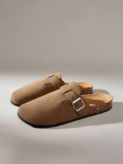 Solecia Men's Mule Shoes New Vintage Slip-On Loafers Casual Slouchy Shoes, Closed Toe Flat Mules With Adjustable Strap, Cotton-Padded For Autumn/Winter Or Non-Padded For All Seasons