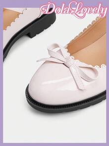Dola Lovely Giày cao gót thanh lịch Bow Decor Mary Jane - Màu Hồng baby - Xem 9