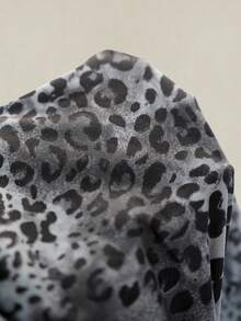 SHEIN ICON Áo thun bó sát họa tiết da báo và ren tương phản Y2K dành cho nữ - Xám - Xem 7