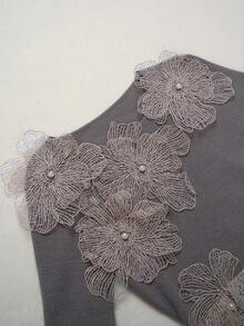 Omancia Women's 3D Floral Pearl Sexy Luxury Casual Knit Sweater Dress, Suitable For Party, Halloween, Thanksgiving, New Year, Christmas, Autumn/Winter