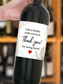 4Pcs/12Pcs/ Funny Birthday Wine Bottle Label For Him Elder, Rude Birthday Wine Stickers For Dad And Grandpa, Wine Bottle Stickers For Party Decoration - Multicolor - View 6