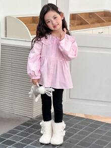 Dazy Kids 女童梭织长袖舒适衬衫