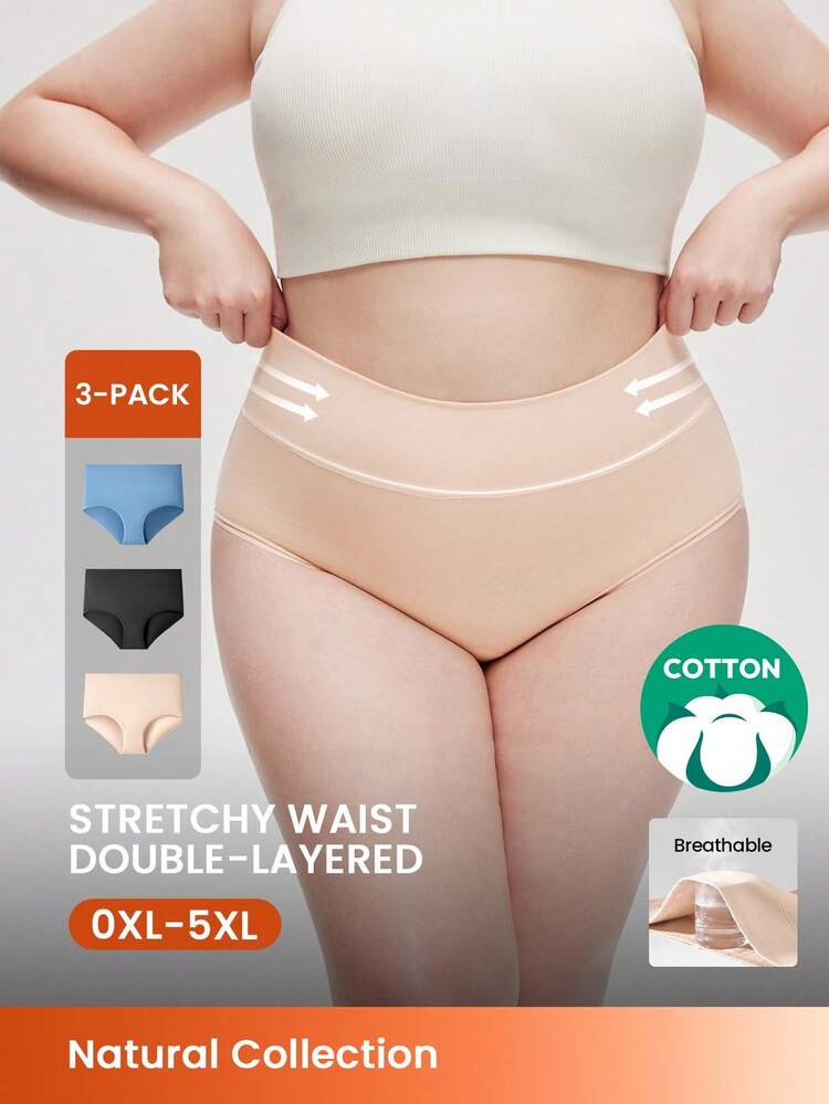 Plus 3-Pack High-Waist Briefs
