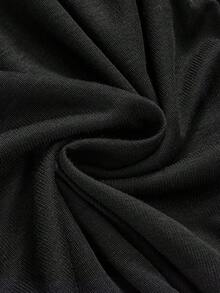 ROMWE Grunge Punk Spring/Summer Casual Black Graphic Punk Style Cross Rivet Off Shoulder Women Kpop Long Sleeve T-Shirt Top - Black - View 4