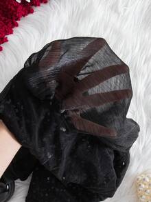 Robe noire élégante à manches longues en maille pailletée pour bébé fille, robe pailletée noire pour bébé fille, robe de soirée noire pailletée pour bébé fille - Noir - Voir 9