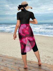 Swim Shayni Women's Solid Color Chiffon Cover Up For Beach Burkini, Summer Arabic Clothing