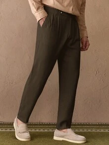 Manfinity NXTstreet Men's Casual Tapered Woven Suit Pants, Old Money - Olive Green - View 1