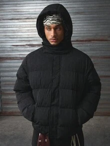 AXEPEAK Abrigo casual de invierno de manga larga y grueso para hombre - Negro - Ver 6