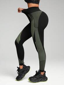 Innovista 无缝健身运动紧身裤 高支撑腰部 V 型后背 日常运动休闲 瑜伽 普拉提 HIIT 训练 办公室 健身房 紧身裤 运动裤 结构化服装 柔软舒适的裤子 舒适运动 功能性收腹 - 綠色 - 查看 6