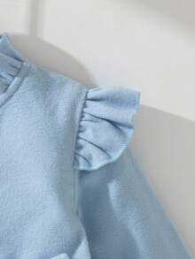 SHEIN 女婴6个月-3岁休闲保暖外套，适合秋季和冬季穿着 - 藍色 - 查看 4