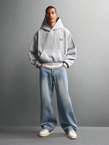 SUMWON Premium Relaxed Fit Classic NYC Logo Cropped Hoodie With Circular Back Design Urban Streetwear Daily Essential Layering Winter Fall Casual - Light Grey - View 7