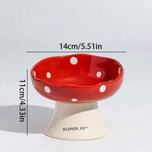 1/2个猫碗陶瓷猫食碗狗碗食盆猫碗饭碗高脚狗狗饮水碗斜口大碗宠物专用 - 彩色 - 查看 5