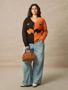 SHEIN Halloween Plus Size Sweaters - Multicolor - View 5