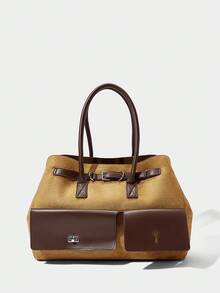 SHECARRY Geantă tote casual simplă în culoare solidă, geantă de navetă