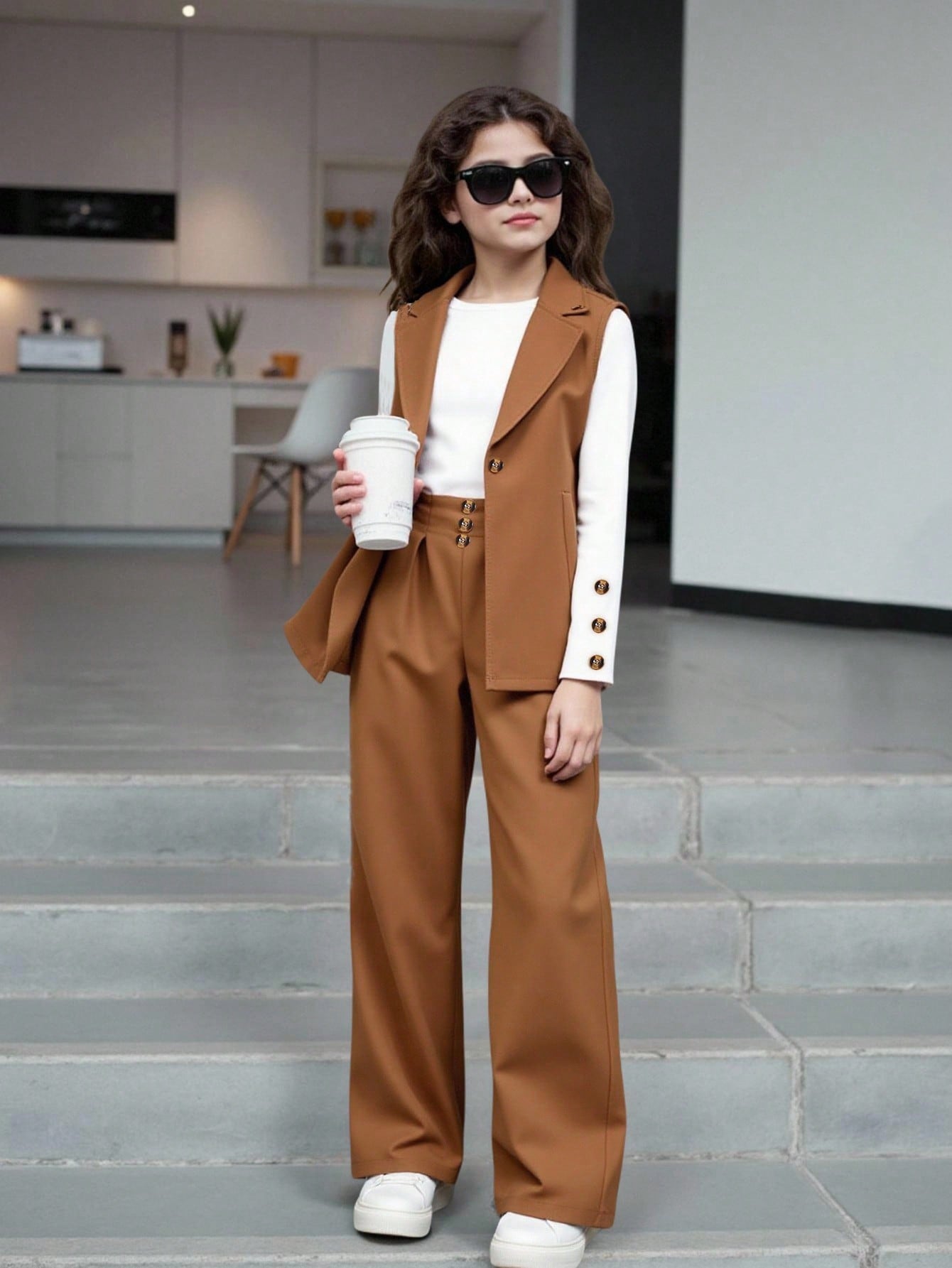 SHEIN مجموعة من 3 قطع للفتاة المراهقة تتكون من بدل...