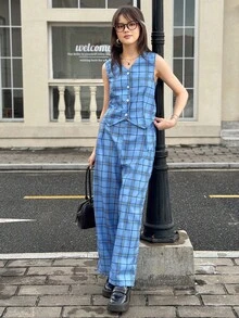 SHEIN Teen Girls Sleeveless Vest And Casual Pants Set