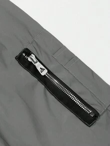 Manfinity Homme Men's Reflective Outdoor Windbreaker Jacket, Glow-In-The-Dark Outerwear, Fall - Grey - View 4