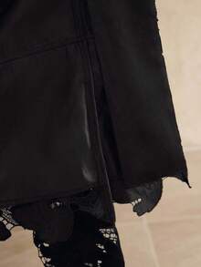 Anewsta 女士优雅时尚正装套装 - 精致丝绒镂空刺绣西装外套和裤子套装，适合外出、新年、圣诞节、毕业典礼、婚礼、商务场合。 - 黑色 - 查看 8