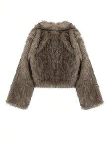 DAZY 女士高级仿皮草外套，冬季女式大衣 - 棕色 - 查看 8