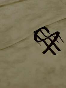 Manfinity Roghcode 男士休闲字母图案工装裤，秋季 - 駝色 - 查看 4