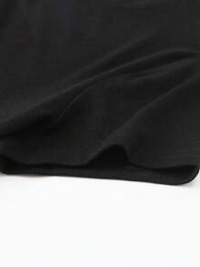 INAWLY Damen Lässig Figurbetontes Schwarz Rundhals T-Shirt in Große Größen - Schwarz - Übersicht 5