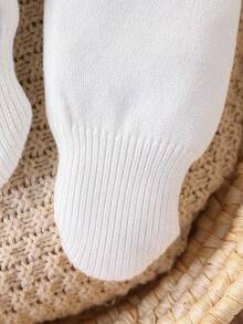 SHEIN 男婴针织毛衣和裤子两件套，舒适保暖服装，适合秋冬季，时尚休闲装，适合日常、居家、户外、旅行、上学 - 白色 - 查看 6