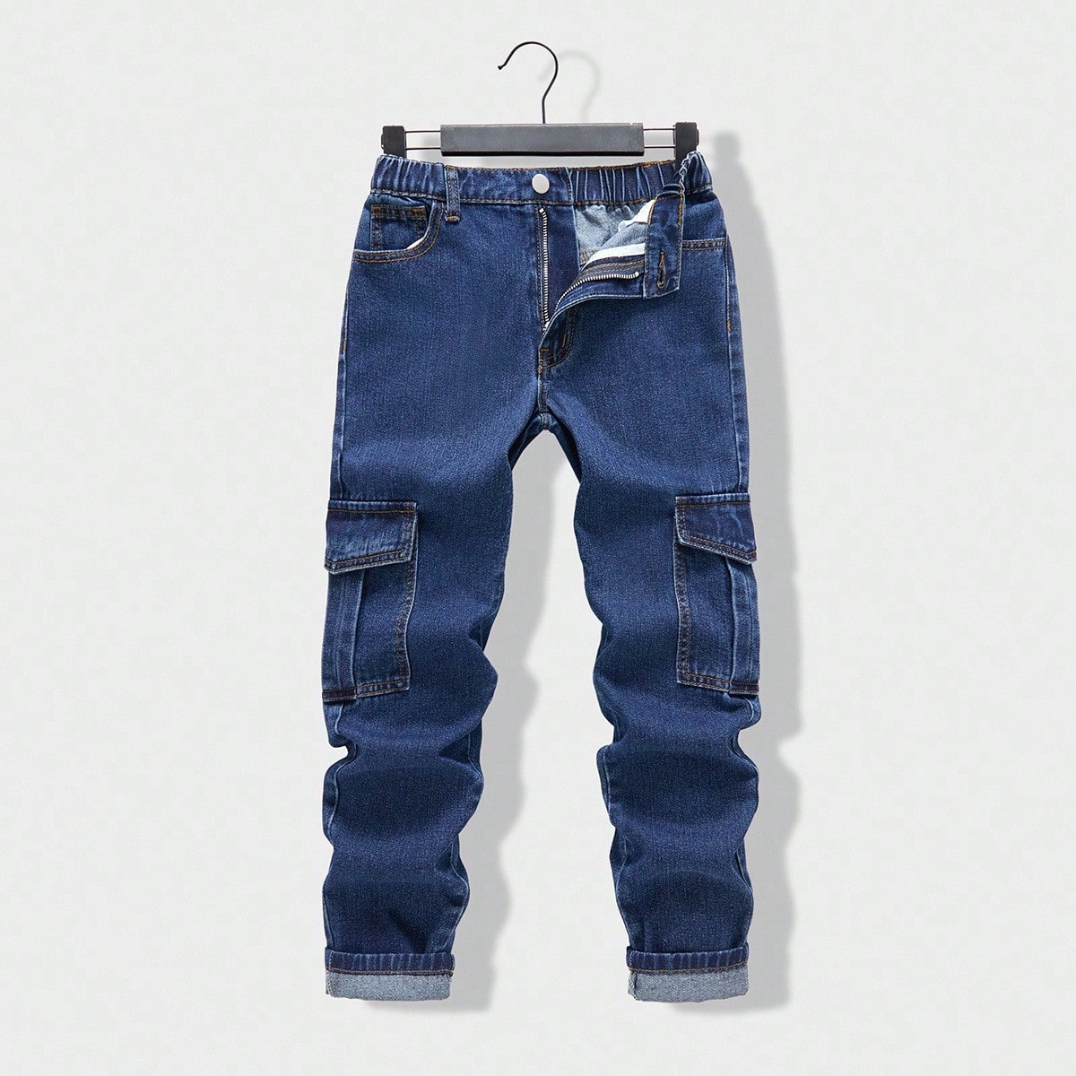 Jeans de mezclilla con bolsillos para adolescentes, versátiles y con estilo deportivo para el campus
