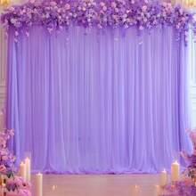 SHEIN 2/4pcs-Tulle Background Curtains, Transparent Background Curtains Suitable For Birthday Parties Wedding Spring Season Parties, Photography Background Decoration,Valentine's Day Decoration, Holiday Party Photography Background Decor,Hanging Curtain Background Decor, Thanksgiving Day, Halloween, Christmas
