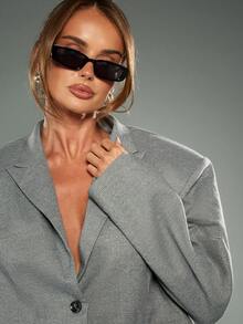 MISSGUIDED Blazer Cropped Cut Double Button Workwear Structured Shoulders Notched Lapel Winter Fall Professional Office Business Casual Short Coat Chic Fashion