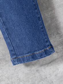 SHEIN Jeans skinny gris délavé et déchiré pour garçon préadolescent avec poches obliques, pour les vêtements de garçon au printemps et en été