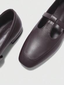 CUCCOO BIZCHIC Damen Quadratische Spitze Flache Niedriger Absatz Slip-On Loafer, Bequem & Vielseitig, Kaffee/Schwarz Farbe, Leicht für den Arbeitsweg